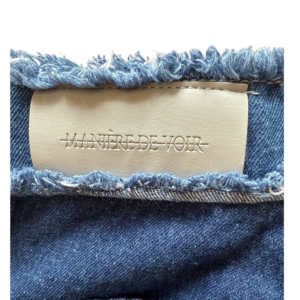 Maniere De Voir Patchwork Denim Jeans‎ Distressed Raw Hem High Waisted  Size 6 - Picture 11 of 11